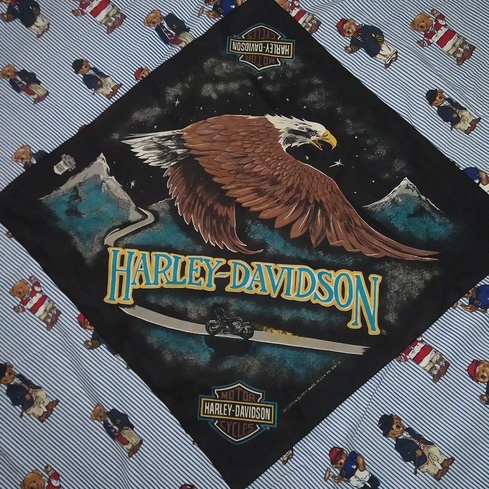 Vintage Harley Davidson Biker Eagle Bandana Scarf Rag bike week